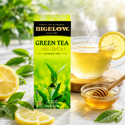 Bigelow Green Tea with Lemon Tea Bags Lemon Flavor Rich in Antioxidants 28 ct Box
