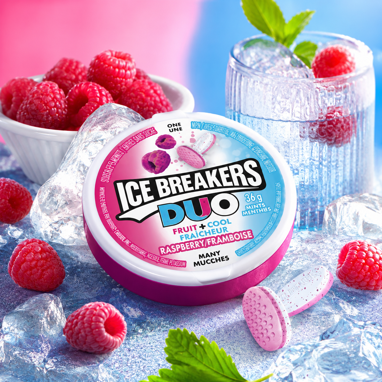Ice Breakers Duo Raspberry Mints Sugar-Free Breath Mints 1.27 oz