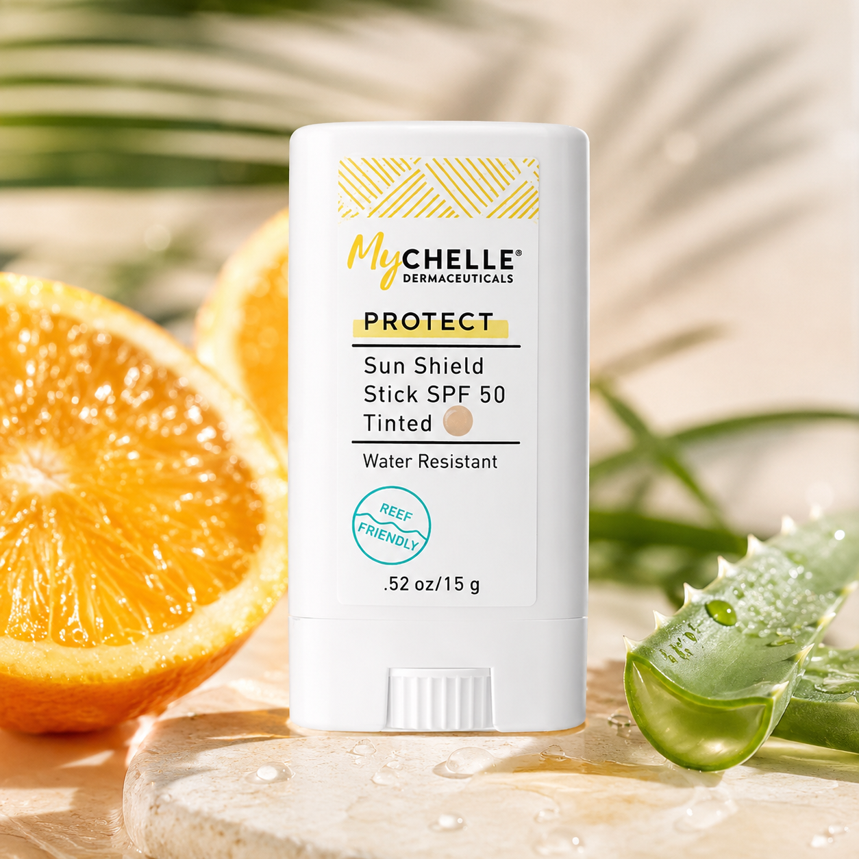 MyCHELLE Sun Shield Stick SPF 50 Tinted Mineral Reef Safe Sunscreen for Face 0.52 oz