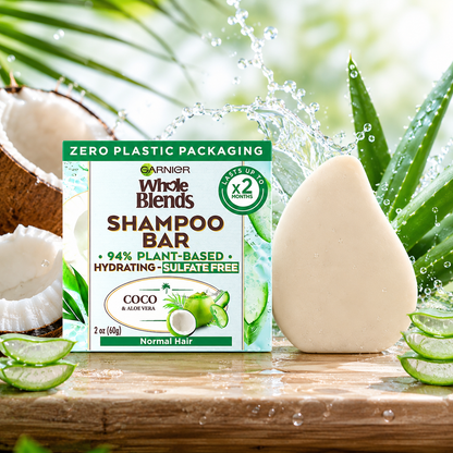 Garnier Whole Blends Hydrating Shampoo Bar for Normal Hair Coco & Aloe Vera 2 Oz