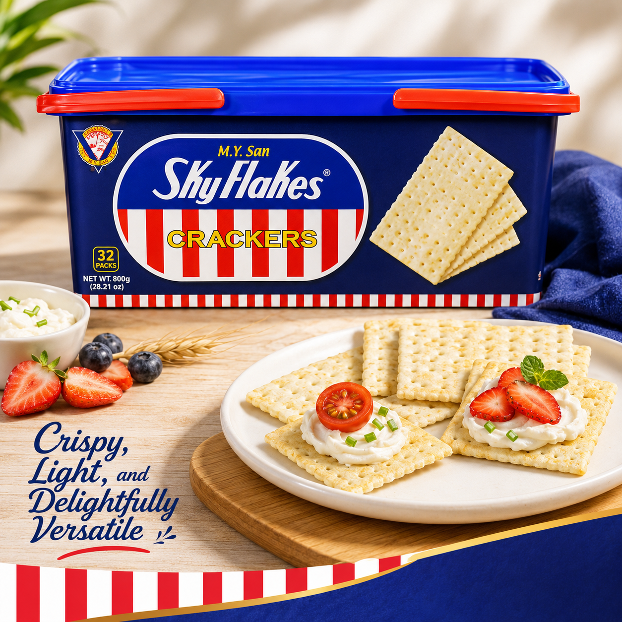 M.Y. San SkyFlakes Filipino Crackers 32 Packs 800g (Pack of 2)