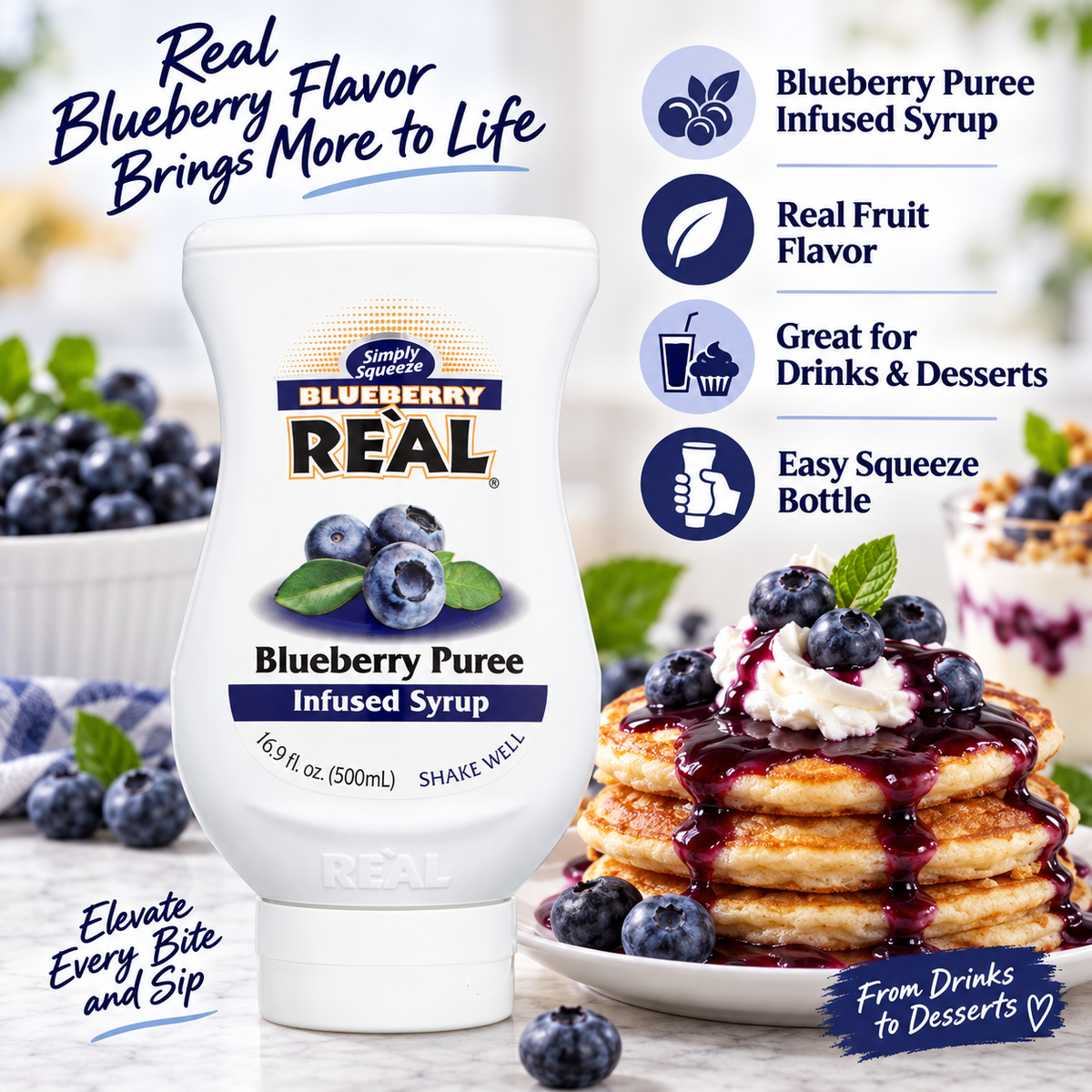 Real Infused Exotics Blueberry Puree Syrup, 16.9 fl oz ReÃƒÂ l