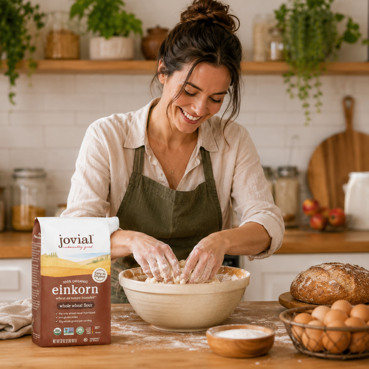 Jovial Organic Einkorn Whole Wheat Flour - Bread Baking Flour for Sourdough, High Protein, Non-GMO, For Organic Pizza & Pasta, European Italian Made, Glyphosate Free - 32 Oz, (Pack of 2)