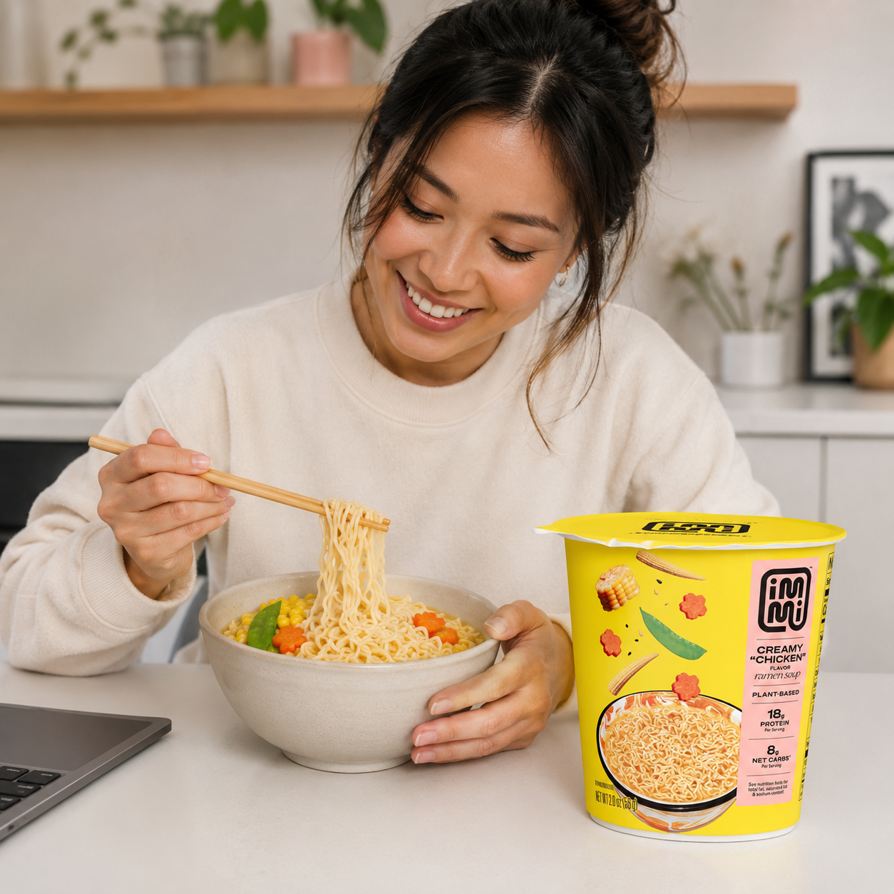 Immi, Noodle Cup Creamy Chicken, 2.1 Ounce