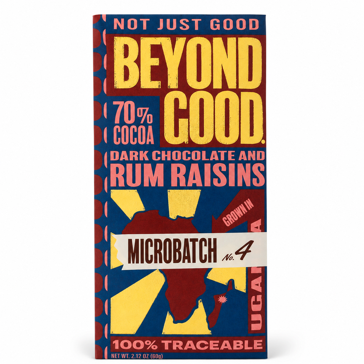 Beyond Good 70% Rum Raisins Microbatch Chocolate Bar, 2.12 Ounce
