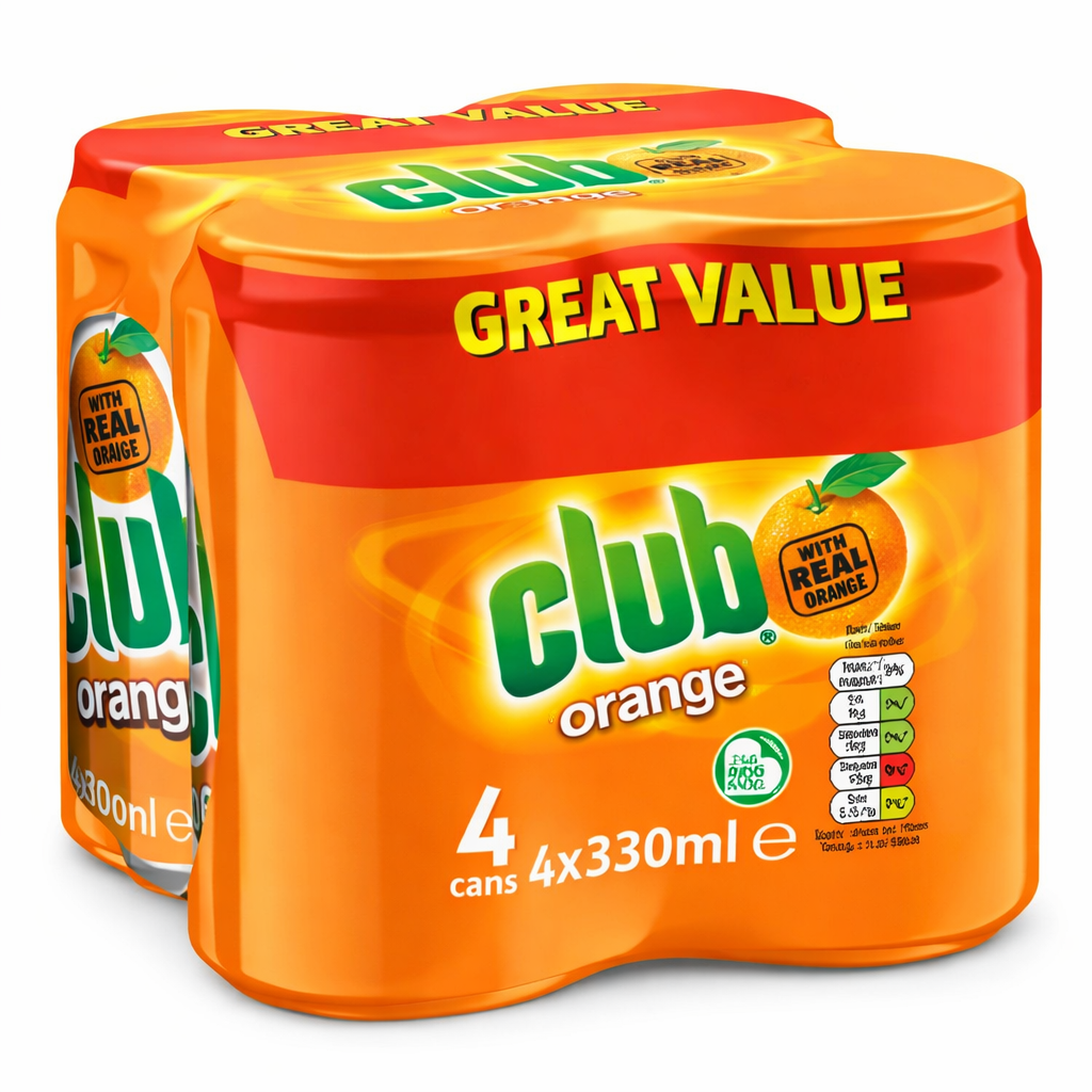 Club Orange Orange Soda Beverage Imported from Ireland Cans 11.2 oz