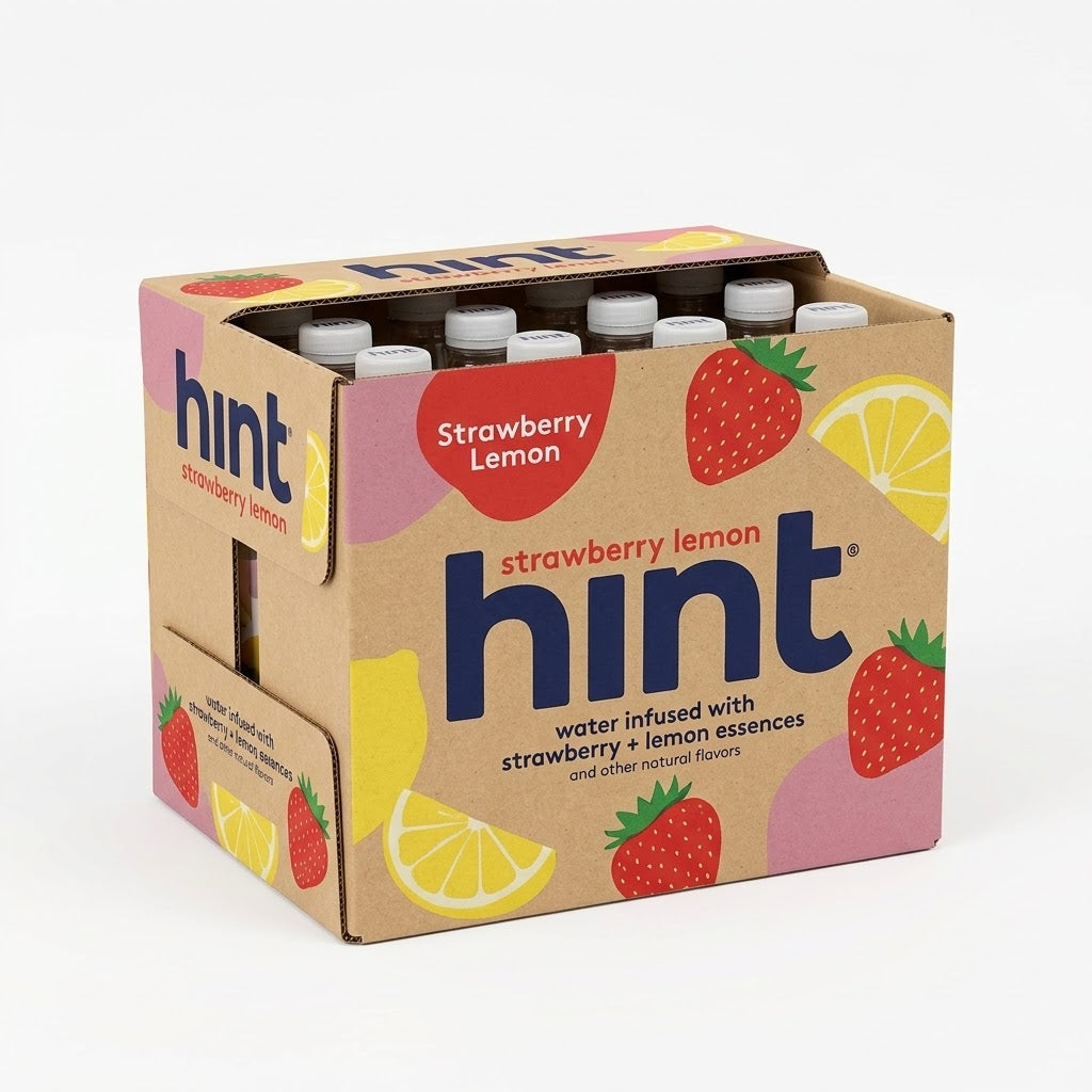 Hint Strawberry + Lemon Infused Water, 16 fl oz (Pack of 12) Hint