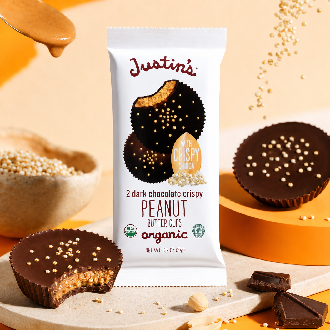 Justin's Organic Dark Chocolate Crispy Peanut Butter Cups 1.32 oz