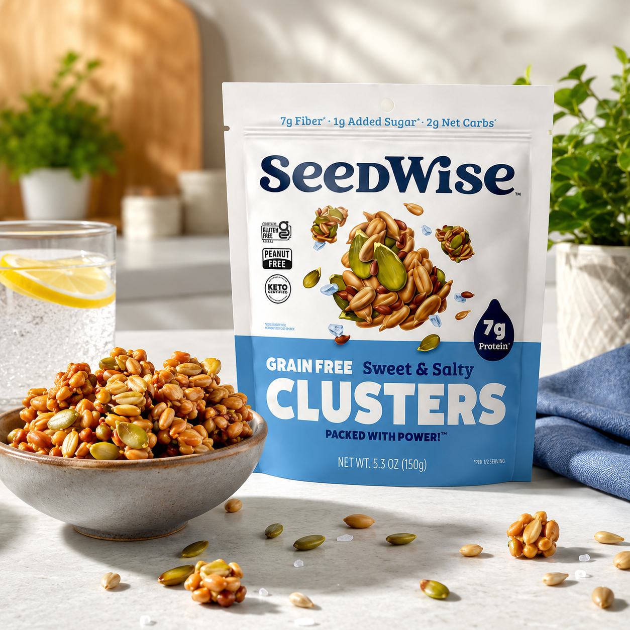 Ozery Bakery Super Seed Crunch Clusters Sweet and Salty Plant Based Vegan Keto Snack 5.3 oz