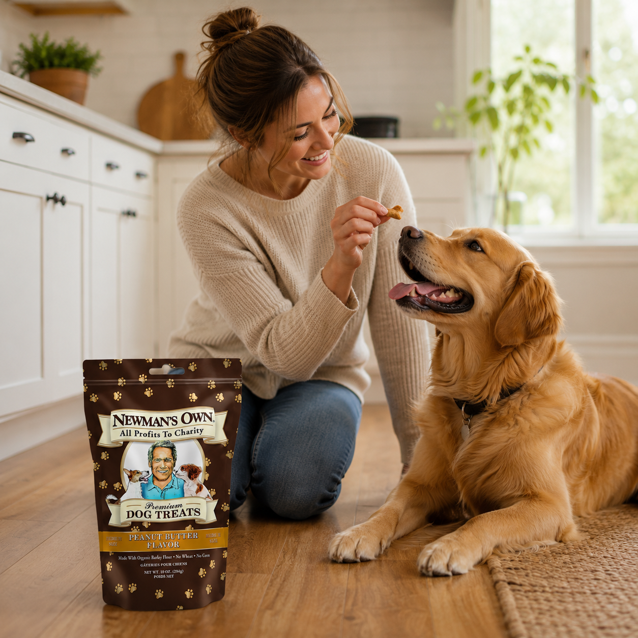 Newman's Own Dog Biscuits Peanut Butter Formula Medium Size 10 oz