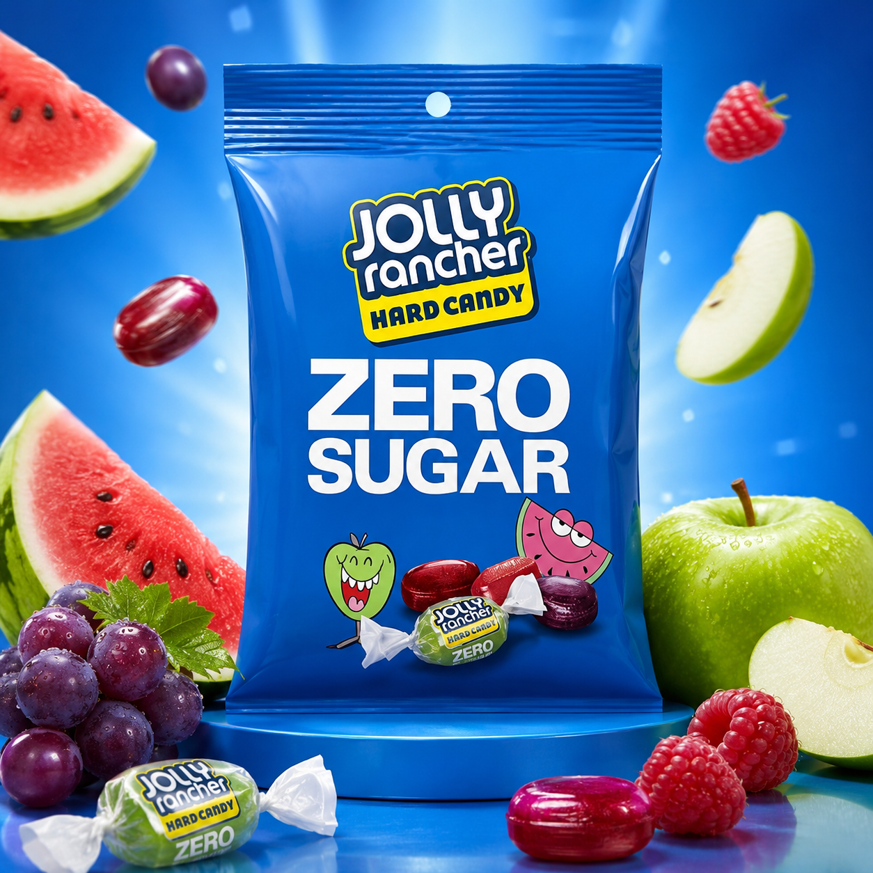 Jolly Rancher Zero Sugar Candy Sugar Free Aspartame Free Fruit Flavors (Pack of 2)