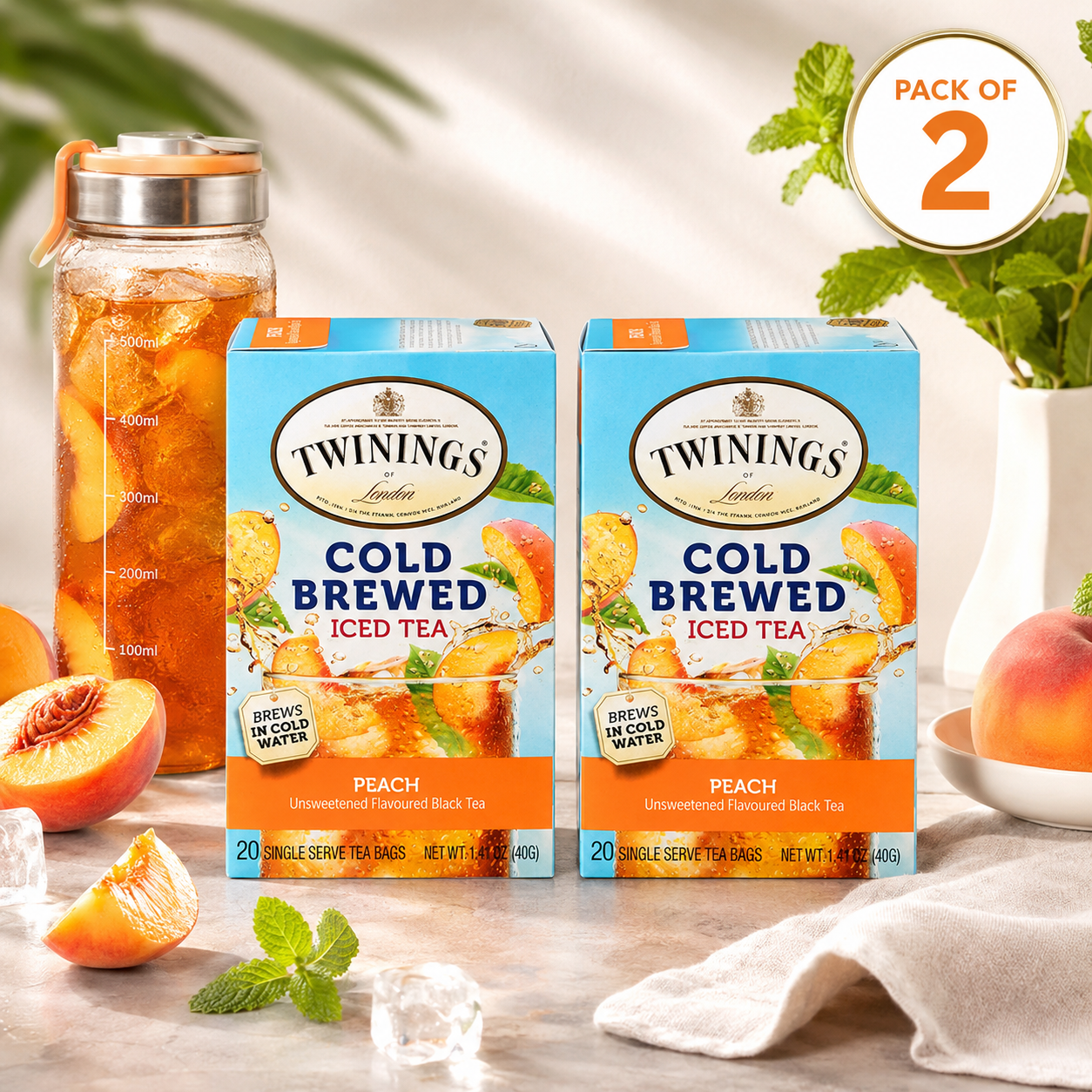Twinings Peach Cold Brewed Iced Tea 20 ct Box Twinings