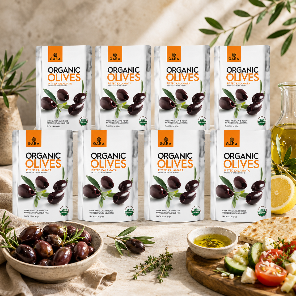 Gaea Organic Snack Pack Pitted Kalamata Olives with Sea Salt and Vinegar 2.3 oz