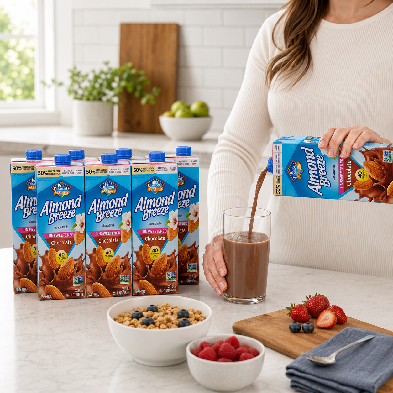 Blue Diamond Almonds Breeze Unsweetened Chocolate Almond Milk 32-ozs