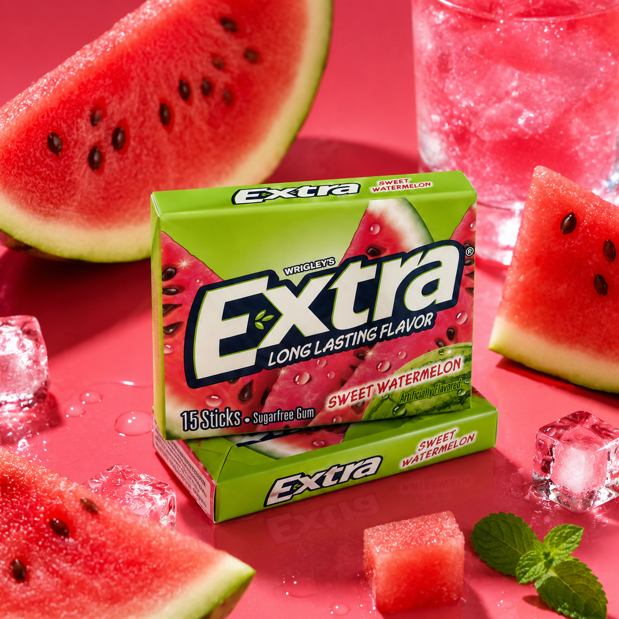 Extra Fruit Sensation Sweet Watermelon Flavor Chewing Gum 15 Pieces