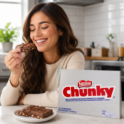 Nestle Chunky Chocolate Single Candy Bars, 1.4 Ounce (Pack of 24)