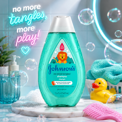 Johnson's No More Tangles Detangling Shampoo for Toddlers and Kids, Gentle No More Tears Formula, Hypoallergenic and Free of Parabens, Phthalates, Sulfates and Dyes, 13.6 fl. oz (Pack of 3)
