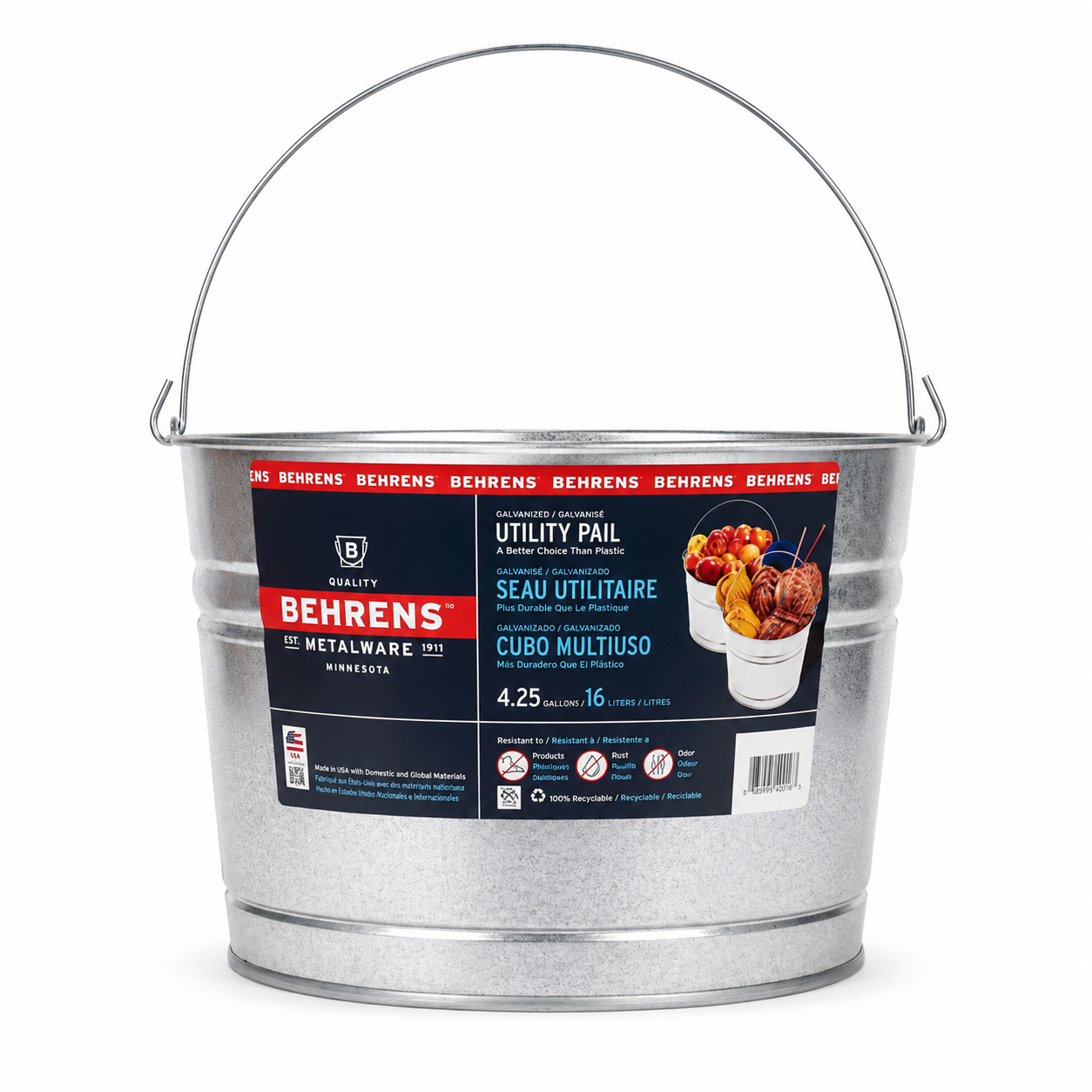 Behrens Galvanized Steel Pail 4.25 Gallon 1 Count