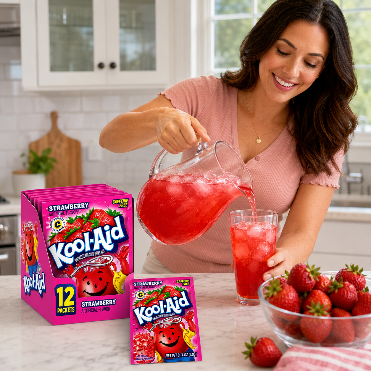 Kool-Aid Strawberry Unsweetened Soft Drink Mix Caffeine Free 0.14 oz