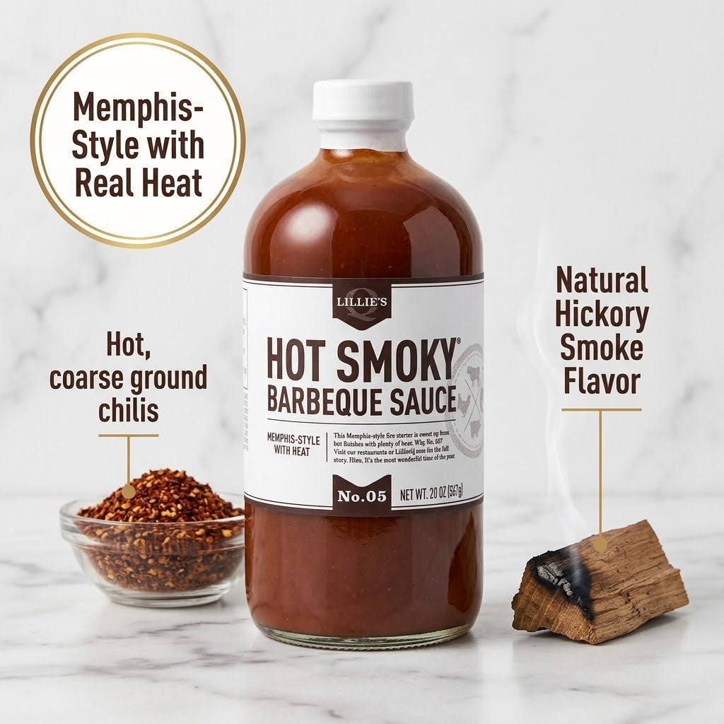 Lillie's Q Hot Smoky Barbecue Sauce, 21 oz Lillie's Q