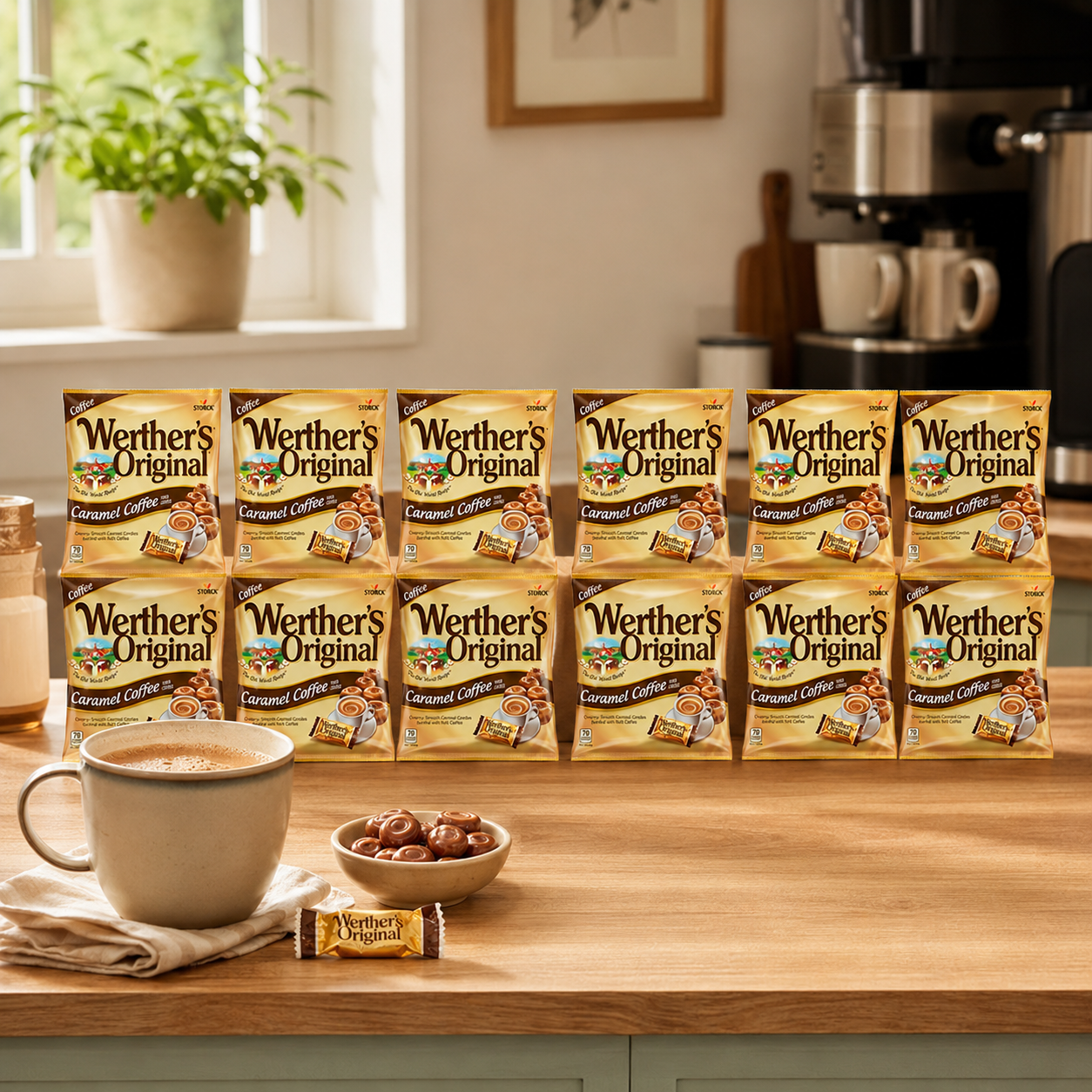 Werther's Original Caramel Coffee Hard Candy - Individually Wrapped Hard Candies for Halloween, Parties, or Snacks - 2.65 oz Bags (Pack of 12)