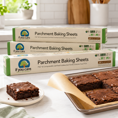 If You Care Parchment Paper Baking Sheets Unbleached Chlorine Free Greaseproof Silicone Coated 12.5" x 16" Precut Liners Standard Size 24 ct