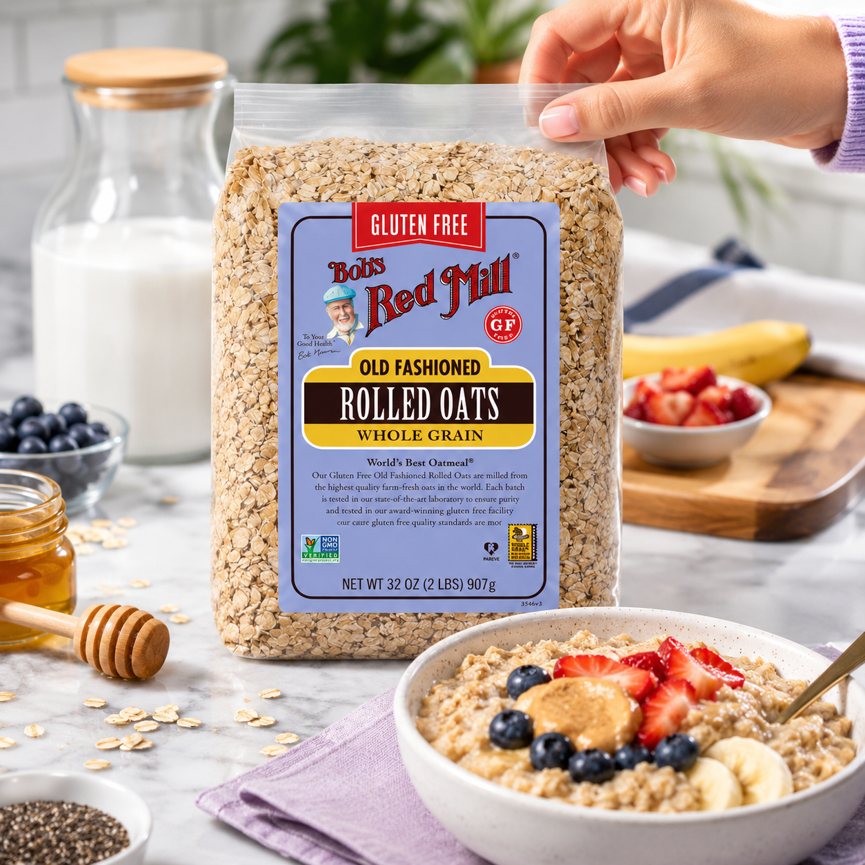 Bob's Red Mill Gluten Free Old Fashion Rolled Oats, 32-ounce (Pack of 4)