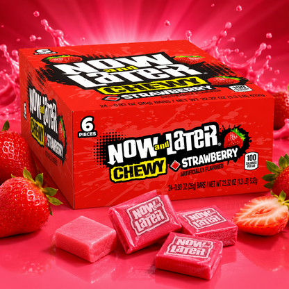 Now & Later Soft Taffy Chews Candy Strawberry Bar 0.93 oz