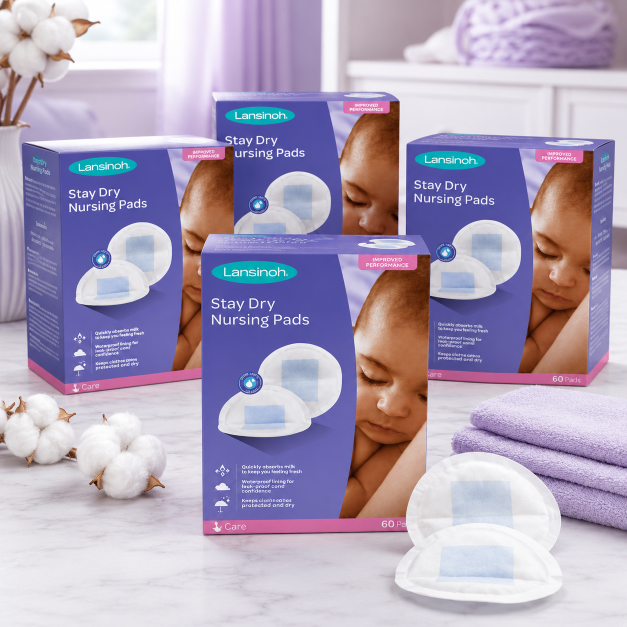 Lansinoh Nursing Pads Stay Dry 60 Each (Pack of 4)
