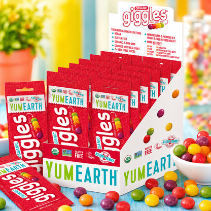 YumEarth Organic Fruit Flavored Giggles Chewy Candy Bites Allergy Friendly Gluten Free Non-GMO Vegan 2 oz