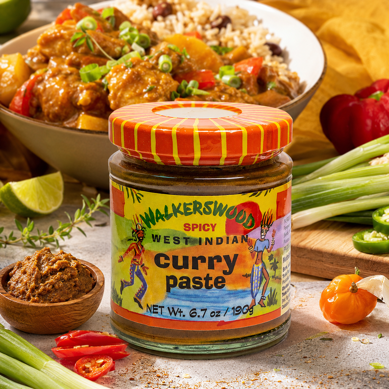 Walkerswood Spicy West Indian Curry Paste, Product of Jamaica, Single Bottle 6.7 oz