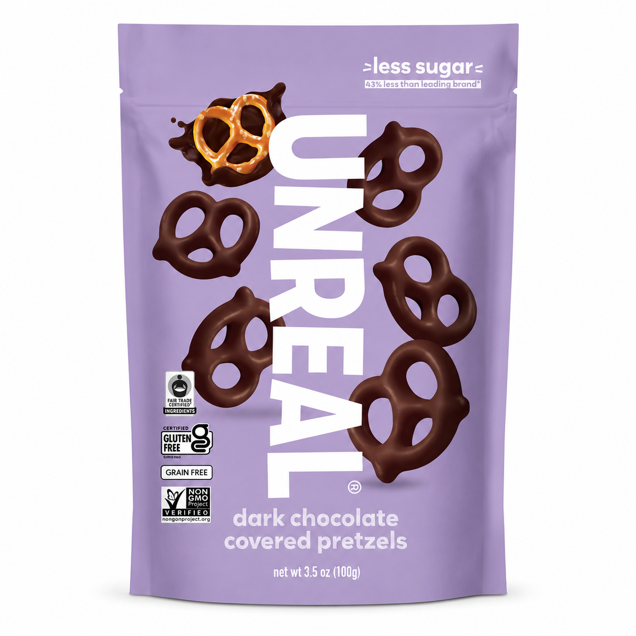 UNREAL Dark Chocolate Covered Pretzels 3.5 OZ