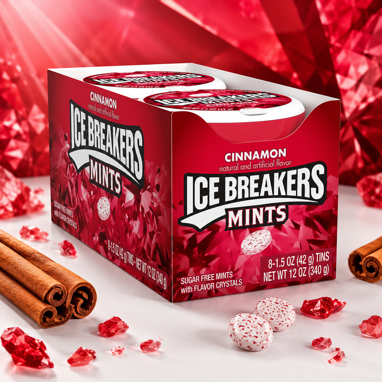 Ice Breakers Cinnamon Sugar Free Mints Tins 1.5 oz