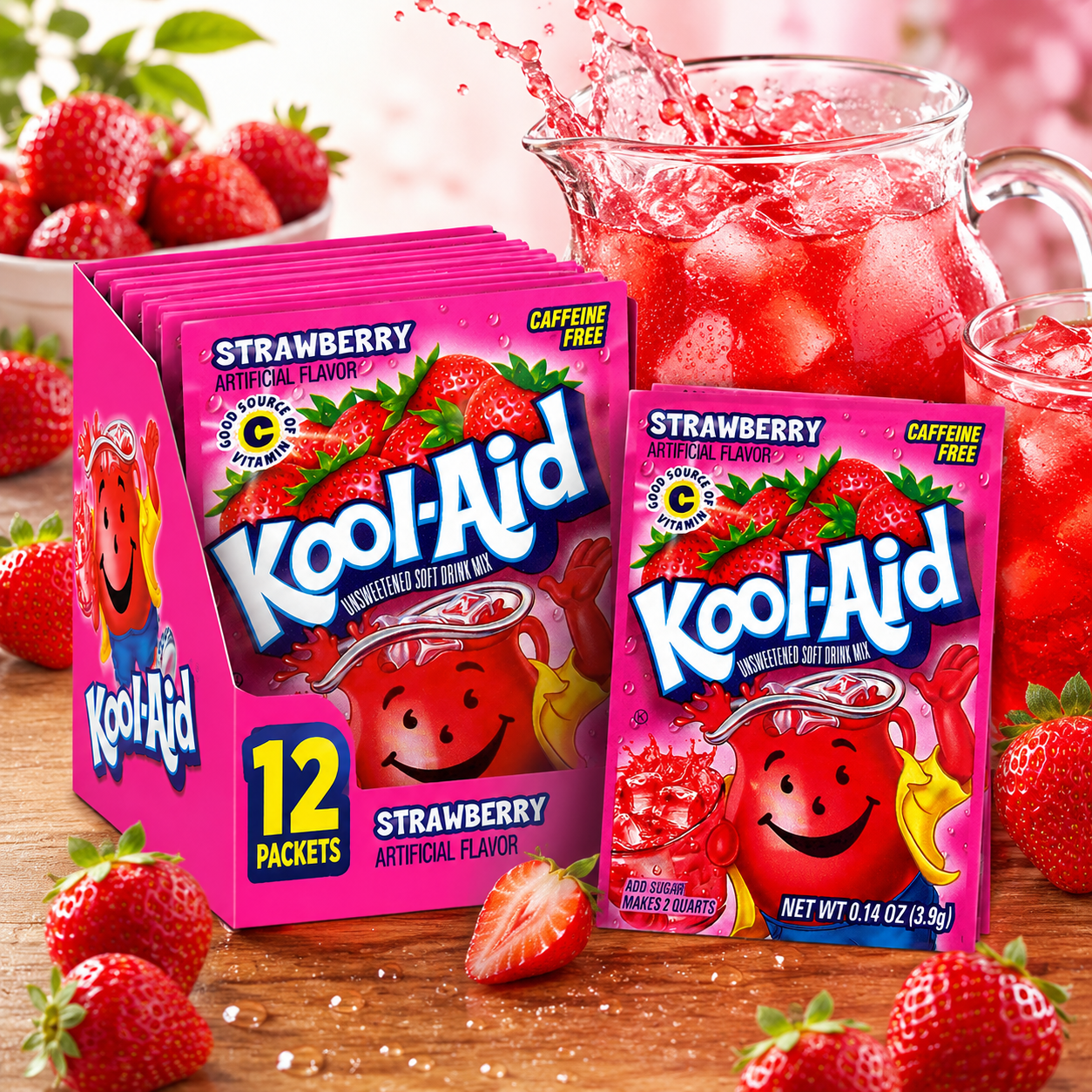 Kool-Aid Strawberry Unsweetened Soft Drink Mix Caffeine Free 0.14 oz