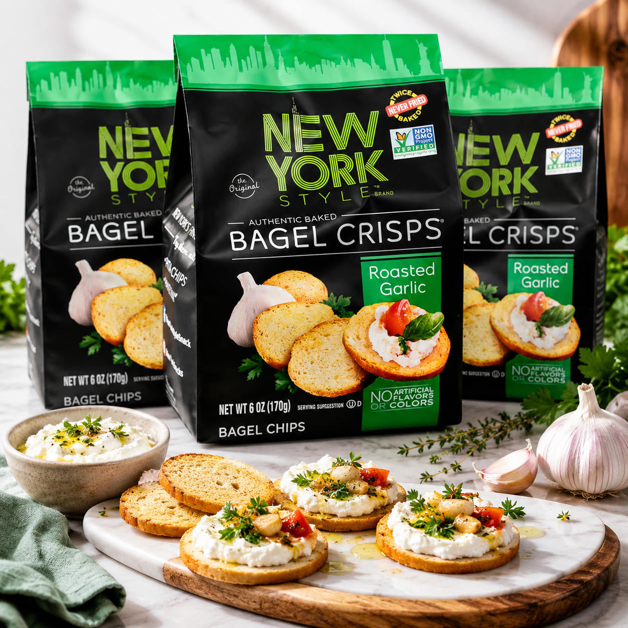 New York Style Garlic Bagel Crisps 7.2 oz New York Style