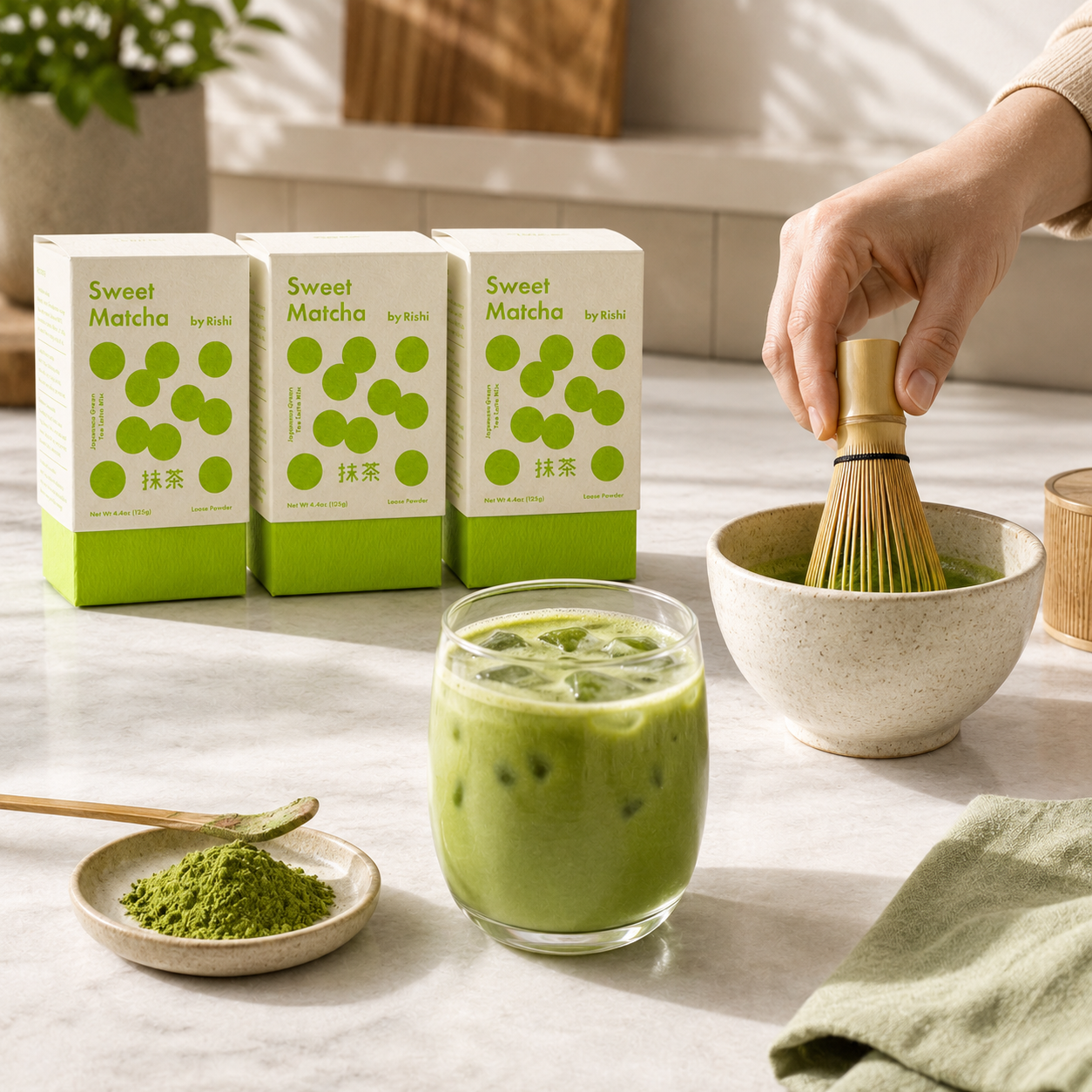 Rishi Tea Sweet Matcha Japanese Green Tea Powder Naturally Sweet Certified Kosher Makes 10 Lattes Each 4.4 oz