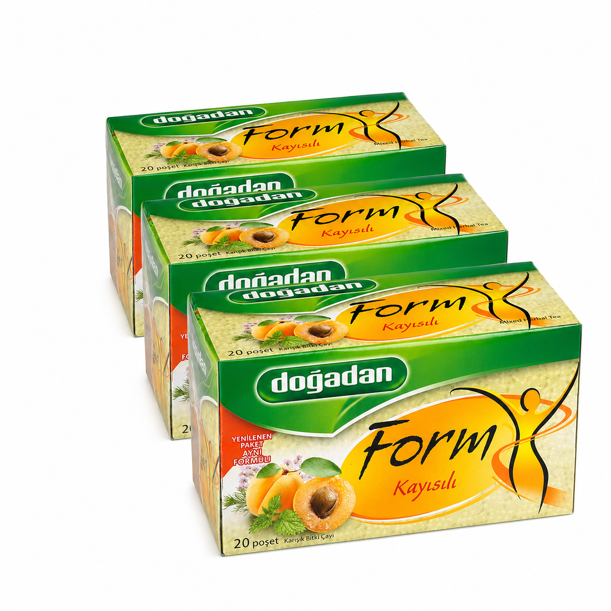 Dogadan Form Mixed Herbal Tea with Apricots 20 Tea Bags (Pack of 3)