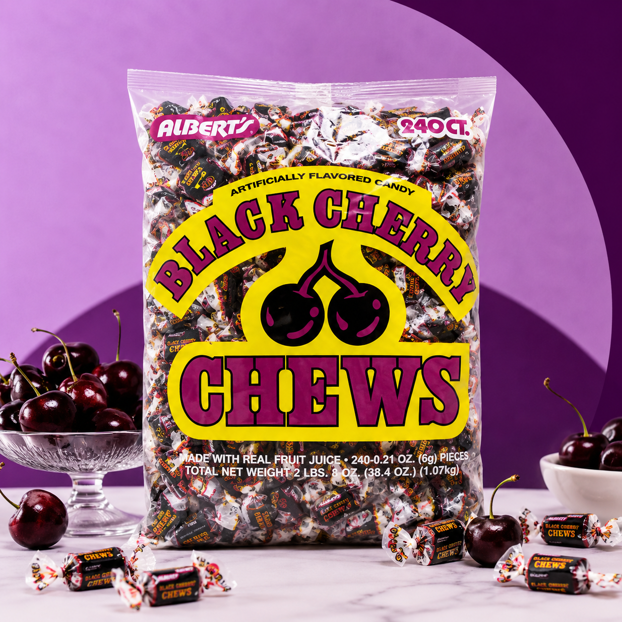 Albert's Chews Black Cherry 240 Piece Bag
