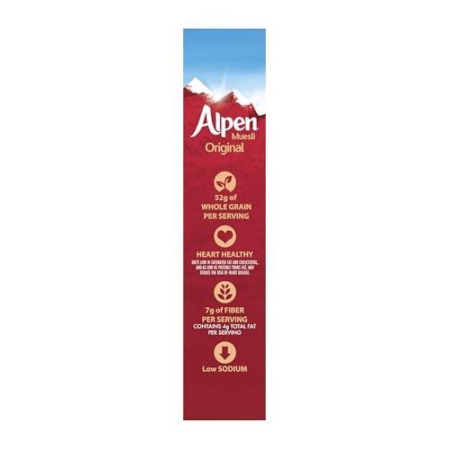 Alpen Muesli Original Cereal, Heart Healthy Cereal with Wheat Flakes, Rolled Oats, Nuts and Raisins, Non-GMO Project Verified, 14 OZ Box (Pack of 6)