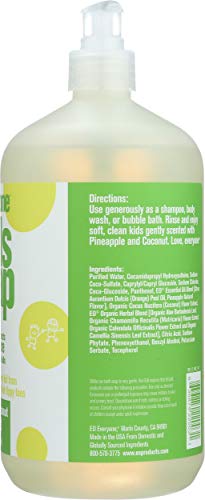 Everyone 3-in-1 Kids Soap Body Wash Bubble Bath Shampoo 32 Ounce Tropical Coconut for Toddlers Tweens and Teens