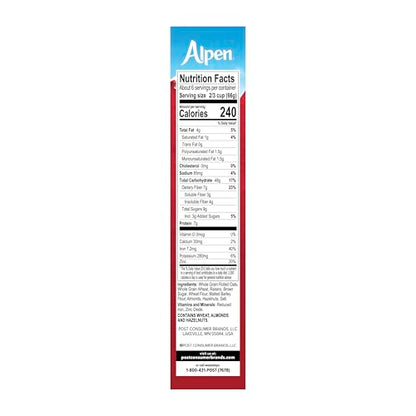 Alpen Muesli Original Cereal, Heart Healthy Cereal with Wheat Flakes, Rolled Oats, Nuts and Raisins, Non-GMO Project Verified, 14 OZ Box (Pack of 6)