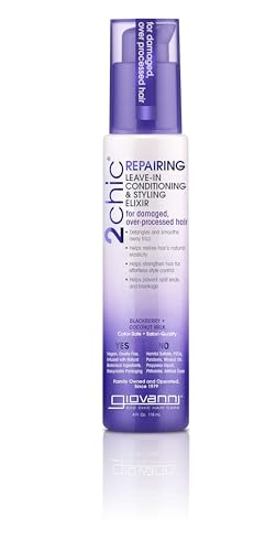 GIOVANNI 2chic Ultra Repairing Leave-In Conditioning & Styling Elixir - Hair Serum for All Hair Types, Tsubaki Seed Oil & White Tea, Detangles, Smooths & Conditions, Tames Frizz - 4 oz
