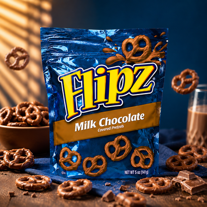 Flipz, Milk Chocolate Covered Pretzels, 5oz Bag Bag (Pack of 4)