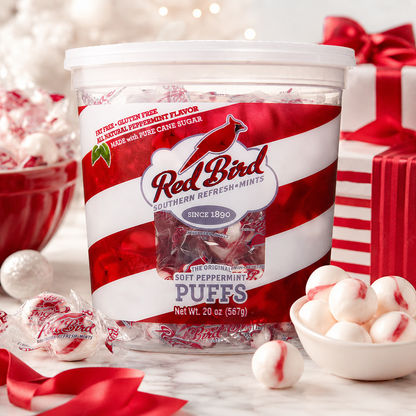 Red Bird Peppermint Puffs Hard Candy Mint Flavor Tub 18 oz