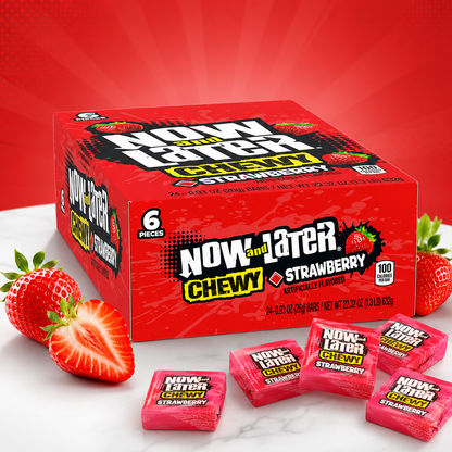 Now & Later Soft Taffy Chews Candy Strawberry Bar 0.93 oz