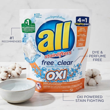 All Mighty Pacs Free Clear Laundry Detergent, 16 Count all