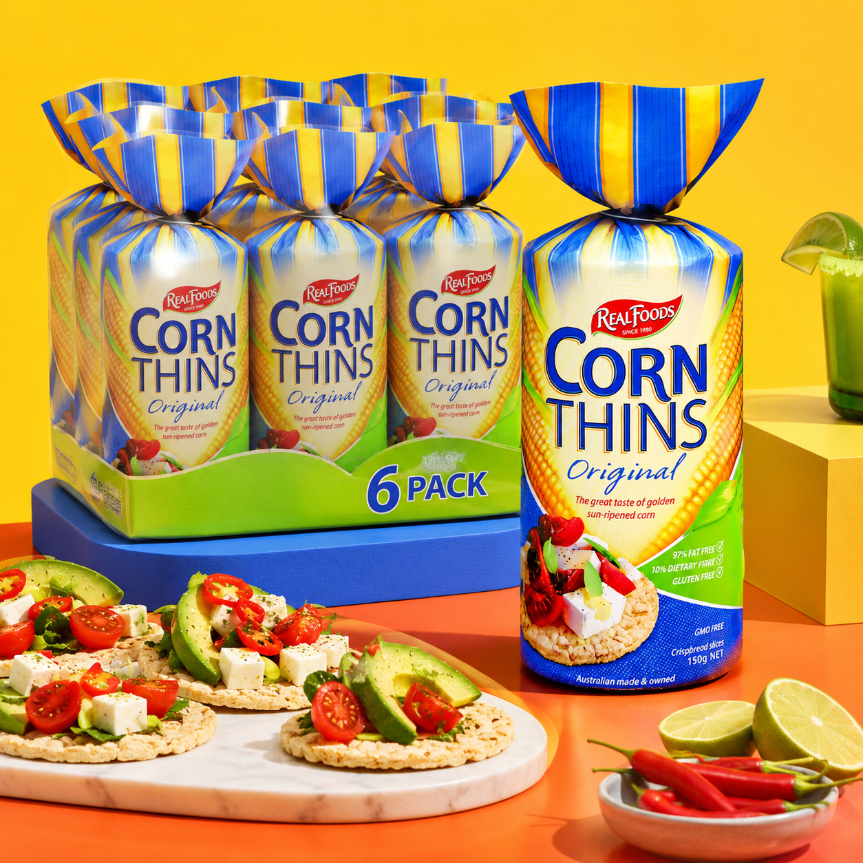 Real Foods Organic Original Corn Thins 5.3 oz (Pack of 6)