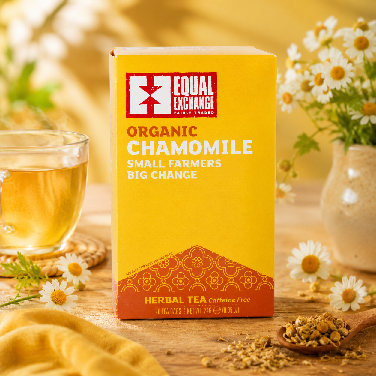 Equal Exchange Organic Herbal Tea Caffeine Free Chamomile 20 Tea Bags