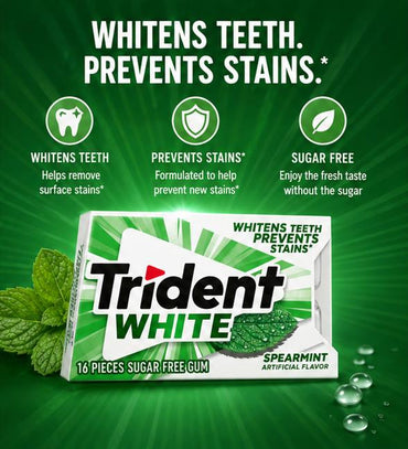 Trident White Spearmint Chewing Gum