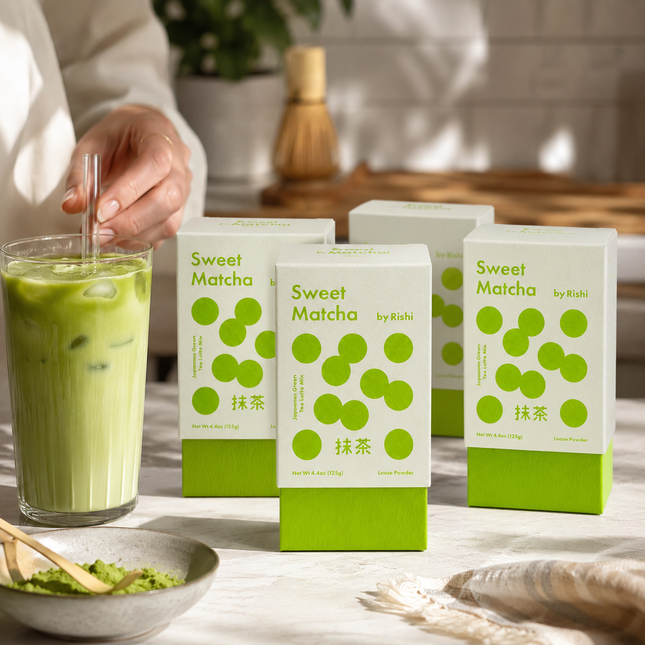 Rishi Tea Sweet Matcha Japanese Green Tea Powder Naturally Sweet Certified Kosher Makes 10 Lattes Each 4.4 oz